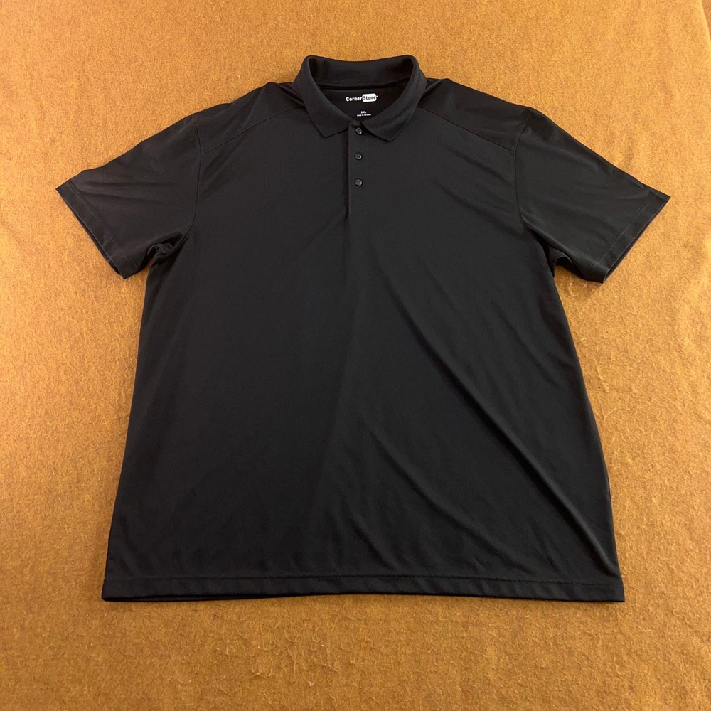 CornerStone Mens 2XL Black Performance Short Sleeve Polo Shirt New